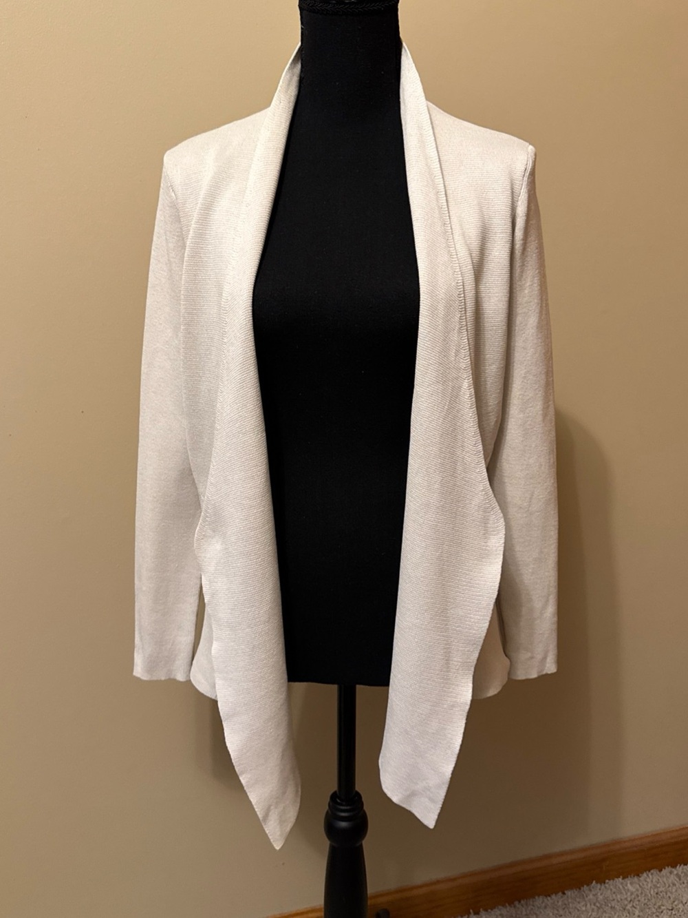 Eileen Fisher Cream Open-Front Lightweight Cardigan